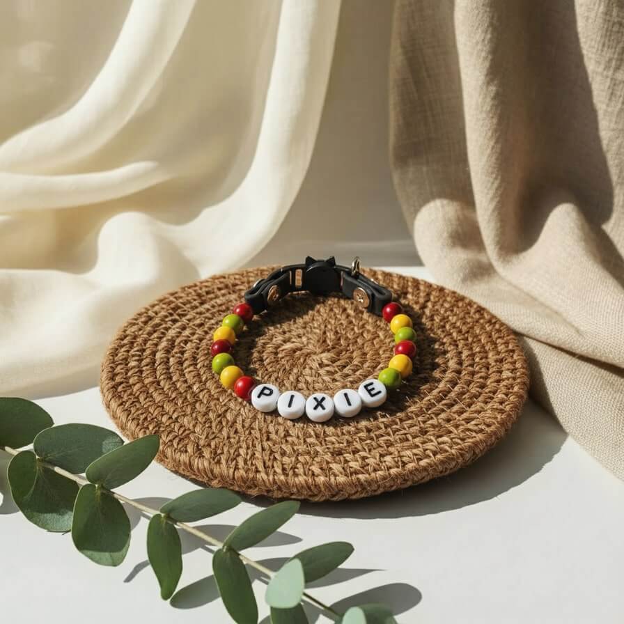 Collier unique pour chat avec son nom - Pumpkin Spice