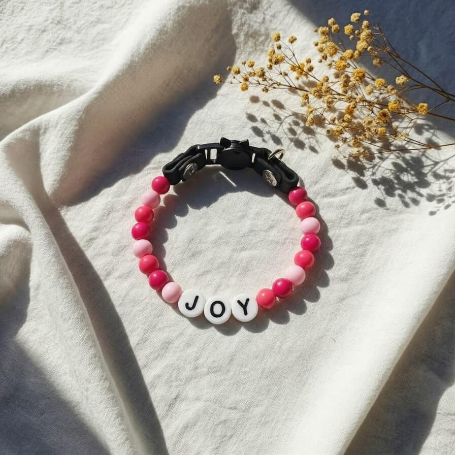 Collier unique pour chat avec son nom - Candy Pink