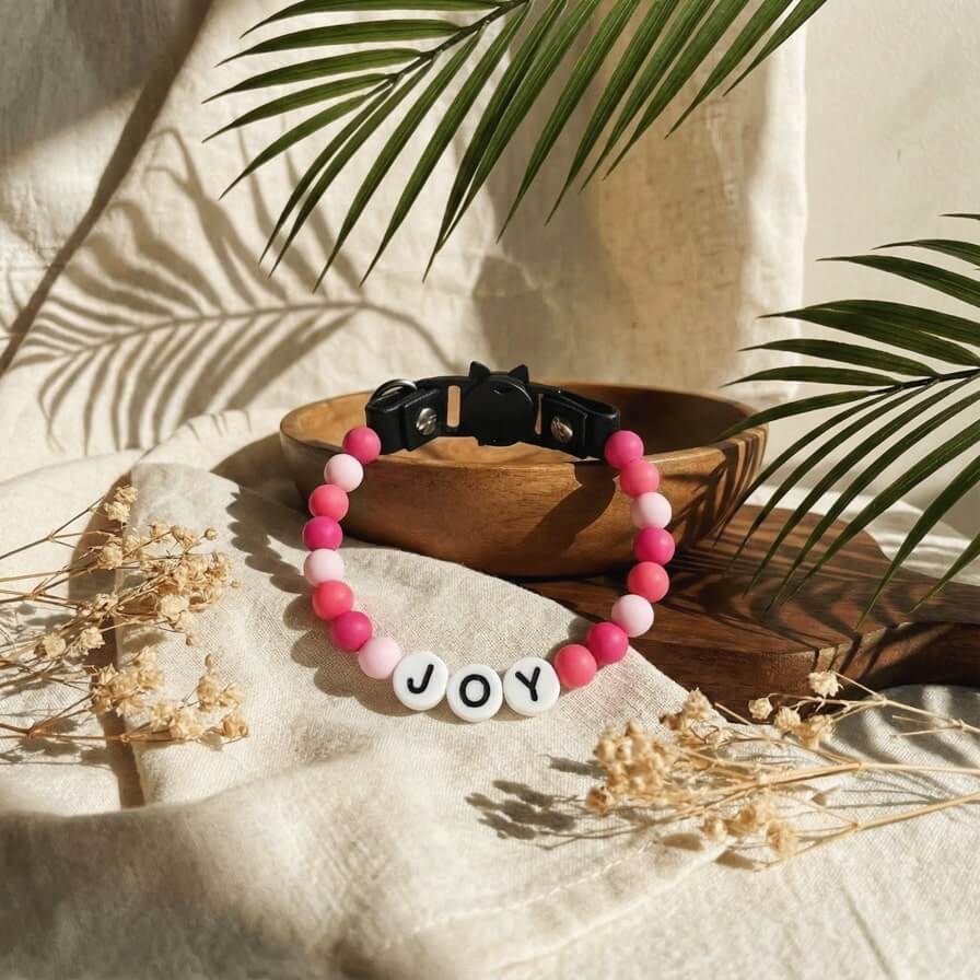 Collier unique pour chat avec son nom - Candy Pink