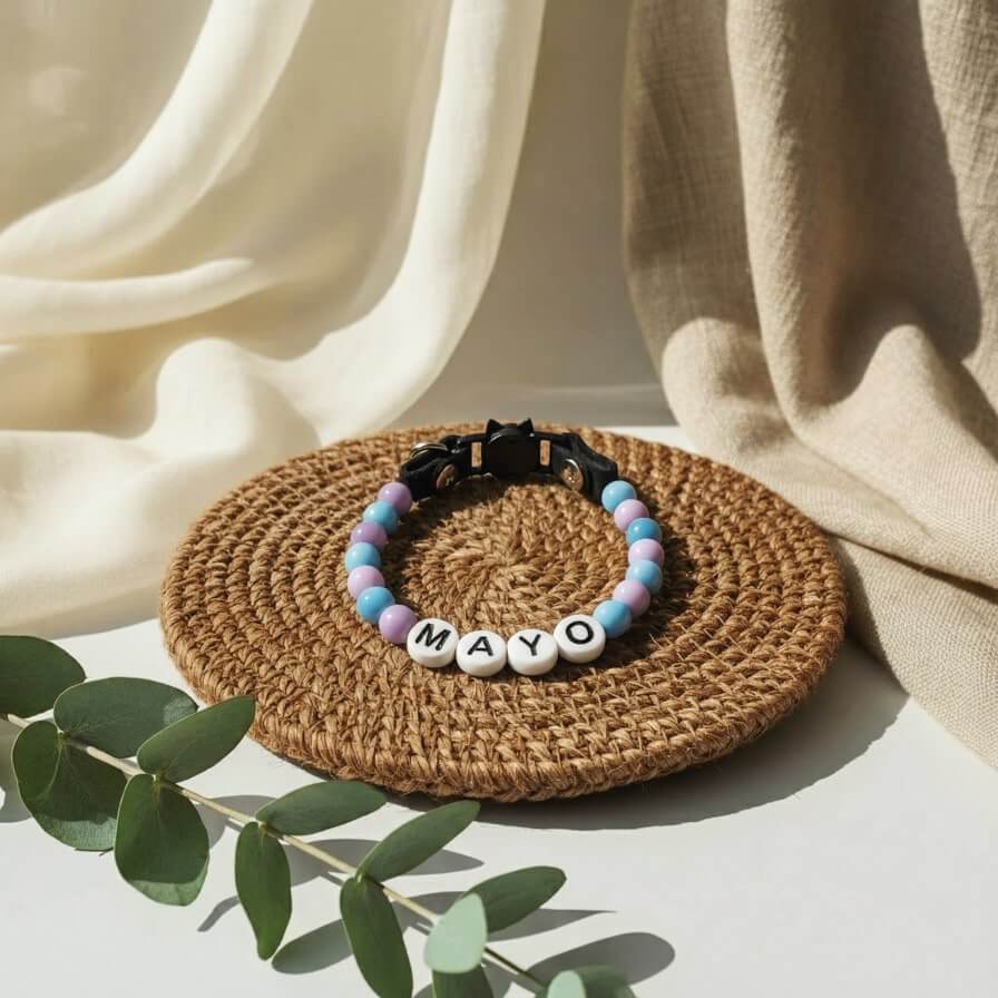 Collier unique pour chat avec son nom - Pastel Cloud