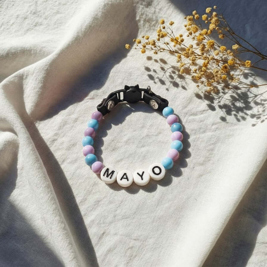 Collier unique pour chat avec son nom - Pastel Cloud